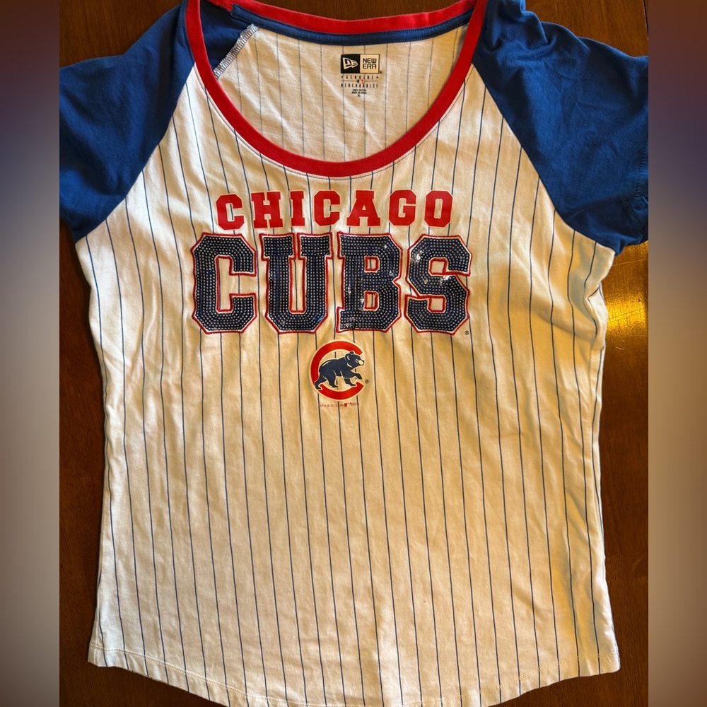 New Era Chicago Cubs Blue and White Tee